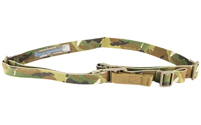 primary-16620 BL FORCE VICKERS 2-PT CMBT SLNG MultiCam sling, looped top view with tan buckle hardware