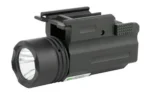 NCSTAR COMPACT LGHT/GRN LSR black rail-mounted light, front-left view with round lens