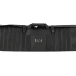 NCSTAR Rifle Case Shooting Mat black, open side view with carry handle and padded panels