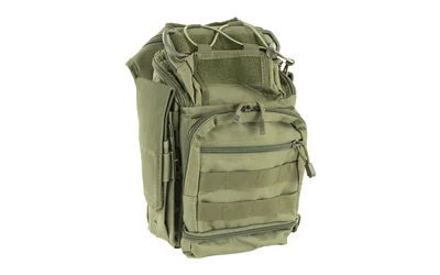 primary-16632 NcSTAR VISM First Responder Utility Bag, green front-left view with zippered pouches and straps