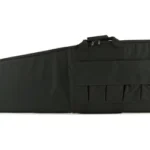 NCSTAR SCOPED RFL CASE black soft rifle case, side view with carry handle and exterior pocket