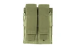 NCSTAR VISM Double Pistol Mag Pouch, green front view with two flap closures