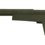 B5 Systems B5 AK STOCK 4.5MM ODG, olive green folding stock in right-side view with black buttpad