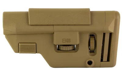 B5 Systems B5 Collapsible Precision Stock Long, coyote brown left-side view with controls