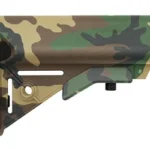 B5 Systems B5 SOPMOD STK MIL-SPEC WOODLAND woodland camouflage stock, left-side view