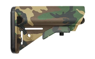 B5 Systems B5 SOPMOD STK MIL-SPEC WOODLAND woodland camouflage stock, left-side view