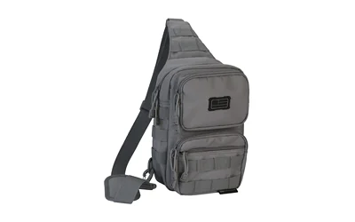 Evolution Outdoor EVODS SHOULDER SLING PACK, gray front view with strap and zippered pockets