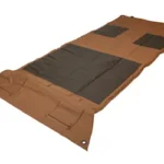 Evolution Outdoor EVODS Competition Shooting Mat Coyote unfolded with dark padded center panels