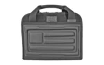 Evolution Outdoor EVODS Tac EVA pistol case, black front view with carry handle and molded panels