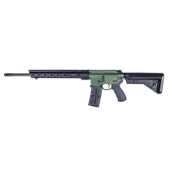 Franklin Armory F17-L Piston Rifle, left-side view with green receiver, magazine and black stock