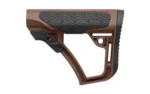Daniel Defense DD Collapsible Mil-Spec Stock, brown side view with black textured cheek pad