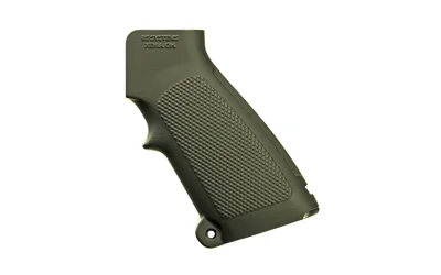 B5 Systems B5 CAR15 LS2 GRIP OLIVE DRAB GREEN grip, angled side view with textured surface