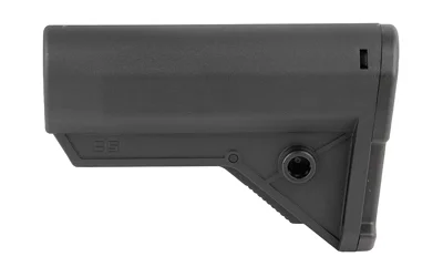 B5 Systems Sierra K Stock in black, left-side view with angled support and circular mount