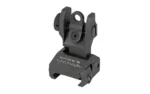 SPIKE'S REAR FOLDING SIGHT, black raised sight in angled rear view with circular aperture