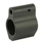 SPIKE'S Micro Gas Block black angled front view with circular opening and two screw holes
