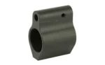 SPIKE'S Micro Gas Block black angled front view with circular opening and two screw holes