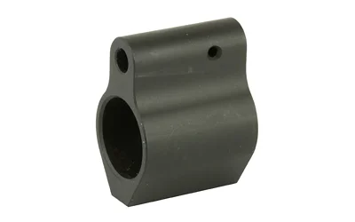 primary-16878 SPIKE'S Micro Gas Block black angled front view with circular opening and two screw holes