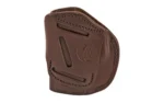 1791 4 WAY IWB/OWB SIGN BRN RH SZ 2, brown leather holster with stitching and belt slots