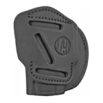 1791 2 Way IWB Stealth black RH Size 1 leather holster, front view with stitched edges