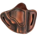 1791 REVOLVER OWB VINTAGE RH SZ 1, brown leather holster with stitching and belt slots, front view