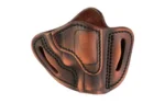 1791 REVOLVER OWB VINTAGE RH SZ 1, brown leather holster with stitching and belt slots, front view