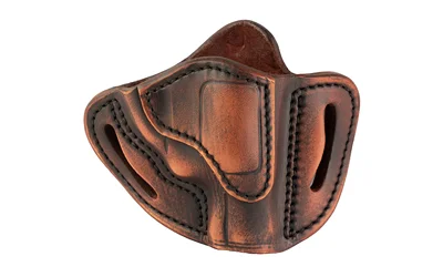 1791 REVOLVER OWB VINTAGE RH SZ 1, brown leather holster with stitching and belt slots, front view