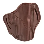 1791 BH2.3 OWB HLSTR SIGN BRN RH, brown leather outer view with stitched edges and belt slots