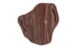1791 BH2.3 OWB HLSTR SIGN BRN RH, brown leather outer view with stitched edges and belt slots