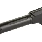 FAXON MATCH BBL SHLD/SHLD PLUS SF TR black barrel, angled side view with threaded muzzle