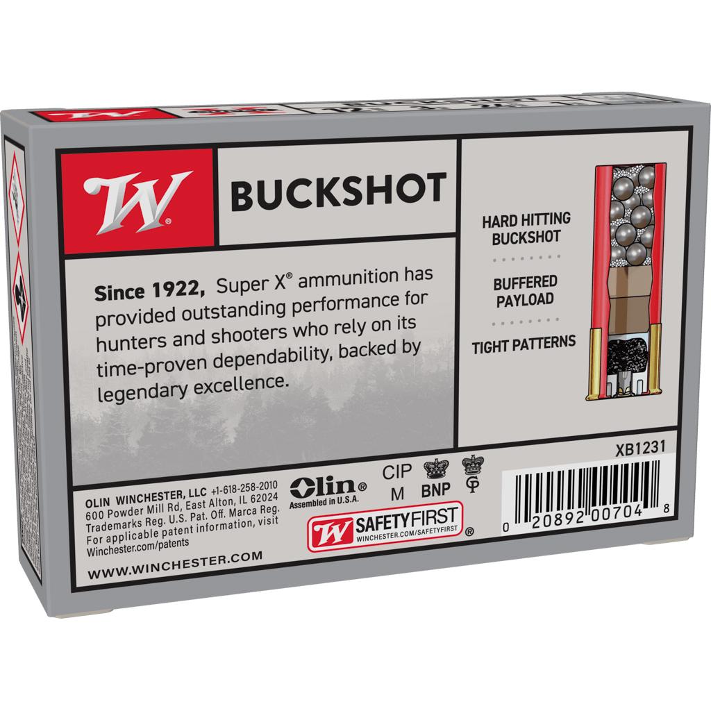 Winchester Ammunition Winchester Super-X Buckshot Shotshells 12 ga 3" 1040 fps #1B 5/ct