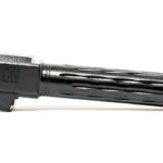 Faxon Match Barrel for G19 FF black barrel, side view with fluted finish and squared chamber