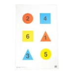 ACTION TGT DISCRET CMND TRNG white paper target, front view with colored numbered shapes