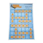 ACTION TGT OCEAN BATTLE, blue game target with orange circles arranged on grids