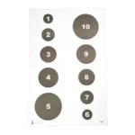 ACTION TGT CIR COMMAND TRNG, white target sheet with numbered gray circles, front view