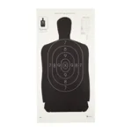 ACTION TGT B29 BLK 100PK, front view of black silhouette target with scoring rings