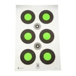 ACTION TGT TRIDENT BLSEYE GRN 100PK front view with green and black circular bullseyes