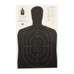 Action TGT B27E BLK 100PK black silhouette target, front view with scoring rings and grid