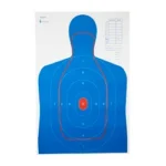 ACTION TGT COMBO B27E & FBI Q blue silhouette paper target with scoring rings and red center