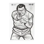 ACTION TGT CSTMS & IMMIG ENFC 100PK black-and-white armed figure paper target, front view