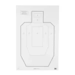 ACTION TGT USPSA PAPER 100PK white silhouette paper target with scoring zones, front view