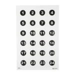 ACTION TGT 24 3-inch NMBR CIRCLES white target sheet, front view with 24 black numbered circles