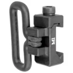 MIDWEST SLING ADAPTOR FOR PICATINNY, black adaptor with oval sling loop in front view
