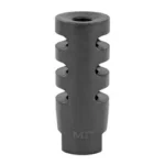 MIDWEST 30CAL Muzzle Brake, gray angled view with round top opening and side ports