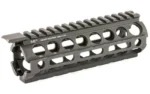 Midwest Carbine Handguard 17M-LOK black, angled view with top rail and oval ventilation slots