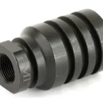 MIDWEST BLAST DIVERTER PSTL 556/223 black angled view with threaded opening and ribbed body