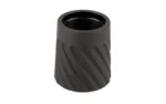 Nordic Benelli nut, black angled view with internal threads and spiral-textured exterior