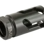 MIDWEST FLASH HIDER 5/8X24 .30 CAL black flash hider, angled view with threaded opening