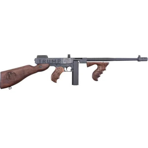 Kahr Arms Auto Ordnance Trump Save America 1927A-1 Rifle, right side with wood stock and foregrip