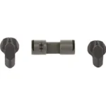 Radian Talon Safety Selector, black selector components and four levers laid out