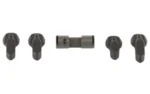 Radian Talon Safety Selector, black selector components and four levers laid out